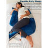 Maternity Pillow - Soft Velvet Full Body Support for Pregnant Women - Adjustable Cover, 3 kg, Grey & Blue