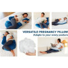 Maternity Pillow - Soft Velvet Full Body Support for Pregnant Women - Adjustable Cover, 3 kg, Grey & Blue
