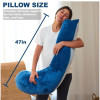 Maternity Pillow - Soft Velvet Full Body Support for Pregnant Women - Adjustable Cover, 3 kg, Grey & Blue
