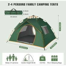 Automatic Waterproof Camping Tent for 2-4 People - Black Automatic Waterproof Camping Tent for 2-4 People - Black